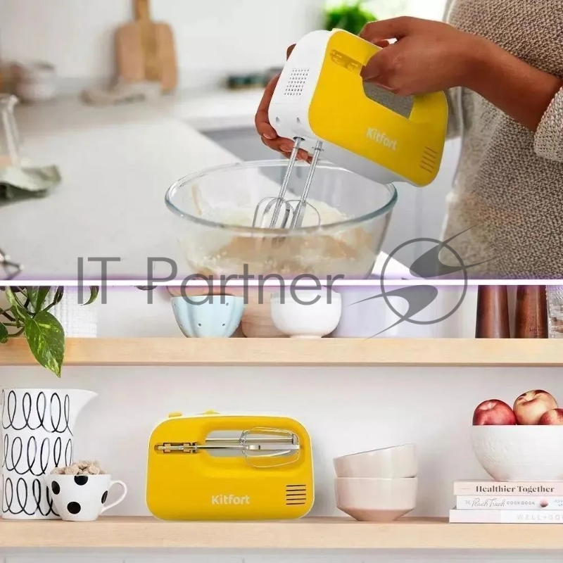 Миксер ручной Kitfort КТ-3417-1 200Вт белый/желтый