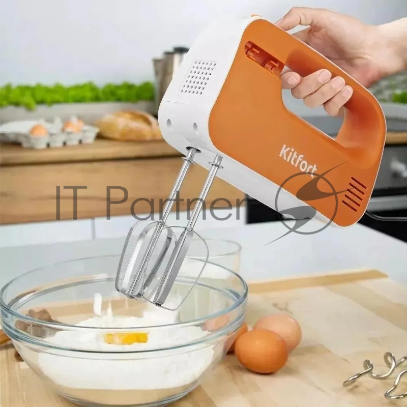 Миксер ручной Kitfort КТ-3417-2 200Вт белый/оранжевый