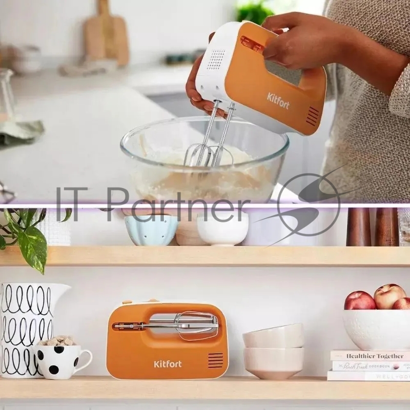 Миксер ручной Kitfort КТ-3417-2 200Вт белый/оранжевый