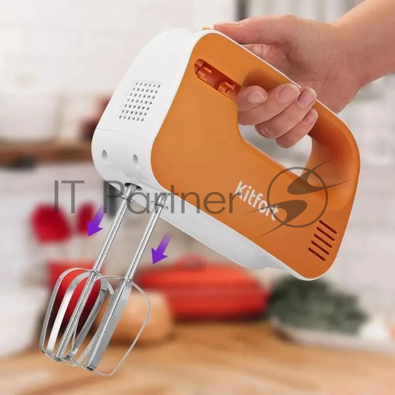 Миксер ручной Kitfort КТ-3417-2 200Вт белый/оранжевый