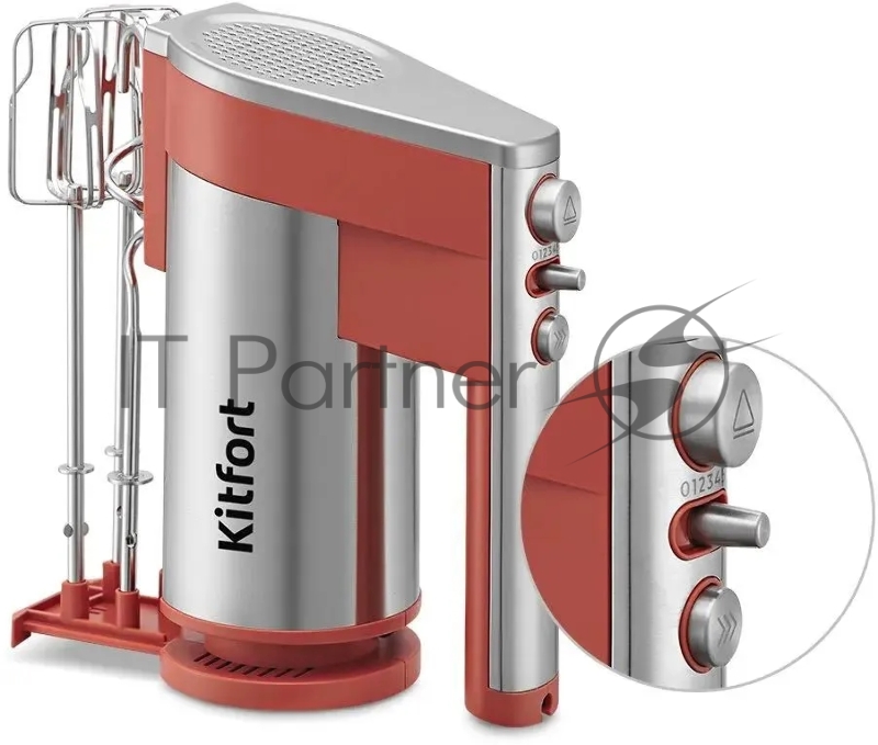 Миксер ручной Kitfort КТ-3426 300Вт серебристый/коралловый