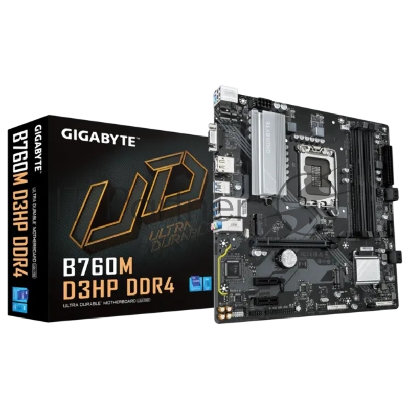 Материнская плата Gigabyte B760M D3HP DDR4, LGA1700, B760, 4*DDR4, 4*SATA, 2*M.2, 3*USB 3.2, 2*USB 2.0, 1*PCIx16, 2*PCIx1, D-Sub+HDMI+DP, mATX