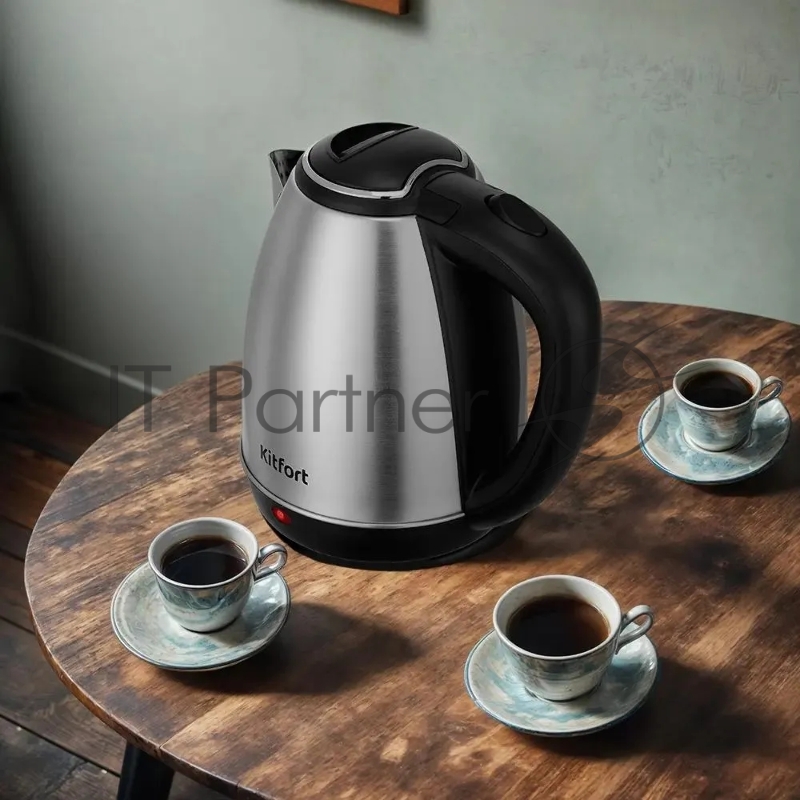 Чайный набор Kitfort КТ-6638 1.8л. 1700Вт нержавеющая сталь/черный корпус: нерж.сталь/пластик