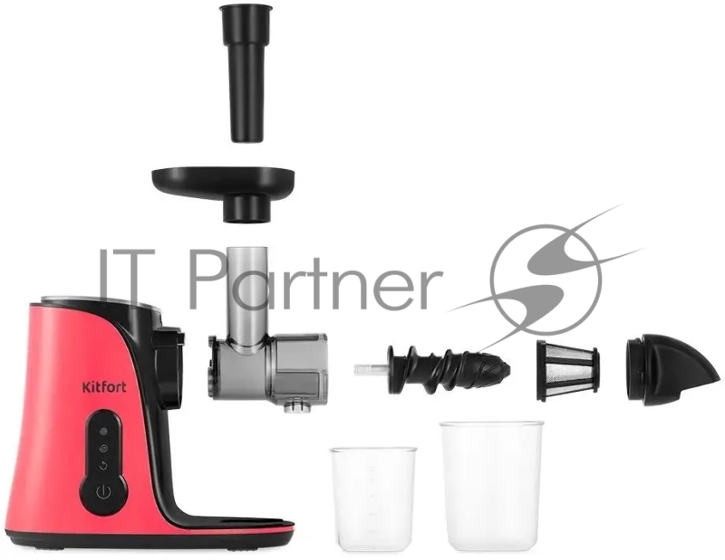 Соковыжималка шнековая Kitfort КТ-1141-1 150Вт рез.сок.:450мл. черный/малиновый