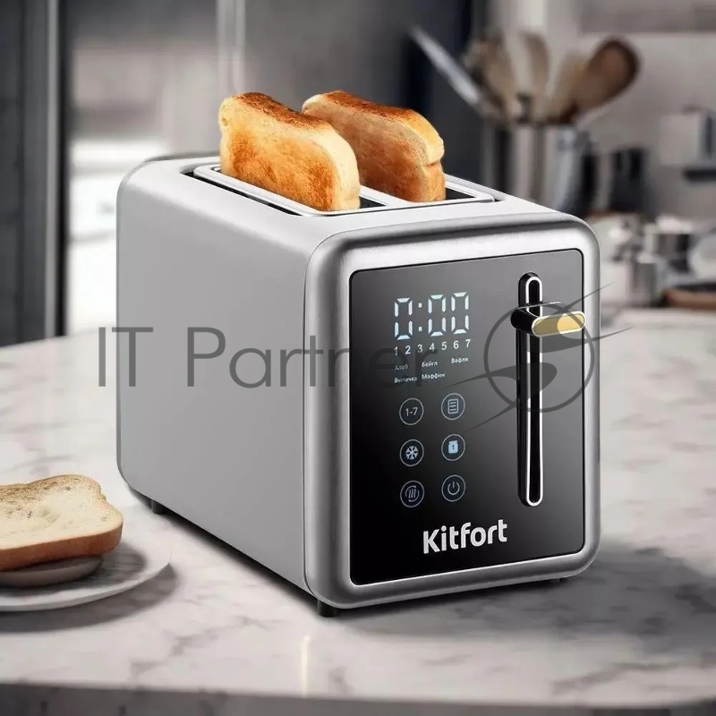 Тостер Kitfort КТ-6079 850Вт серебристый/черный