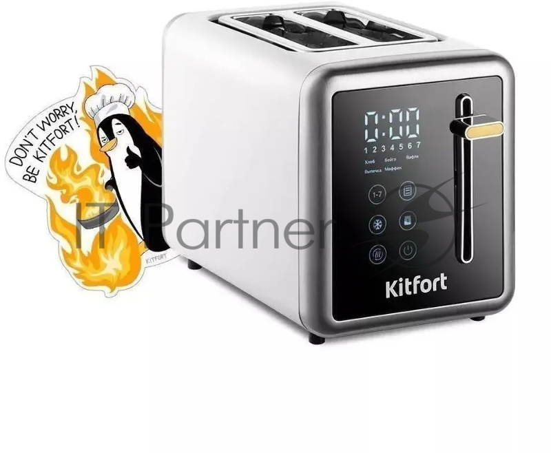Тостер Kitfort КТ-6079 850Вт серебристый/черный