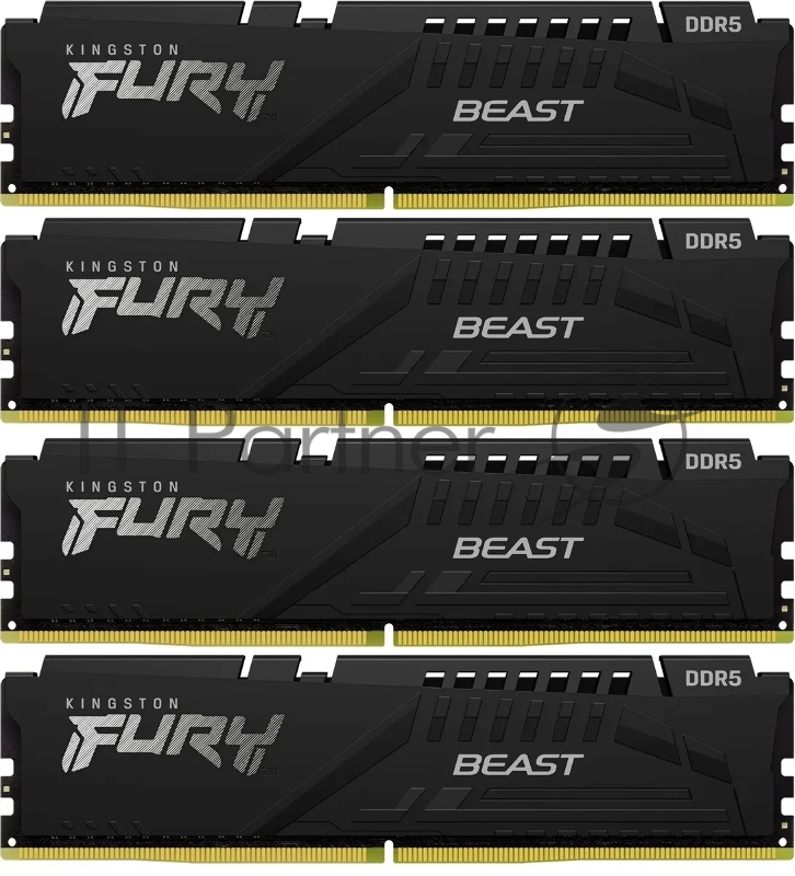 Память DDR5 4x16GB 6000MHz Kingston KF560C40BBK4-64 Fury Beast Black RTL Gaming PC5-48000 CL40 DIMM 288-pin 1.35В kit dual rank с радиатором Ret