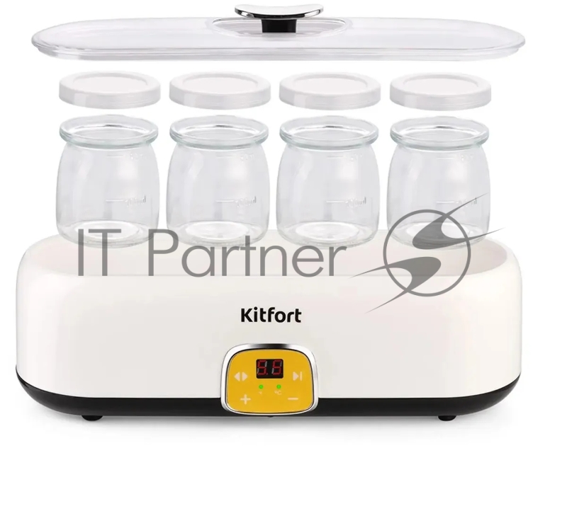 Йогуртница Kitfort КТ-6038 20Вт 4б. 200мл упр.:электрон. белый/черный