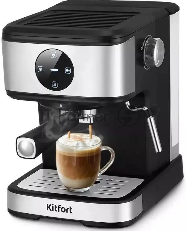 Кофеварка рожковая Kitfort КТ-7224 1100Вт нержавеющая сталь/черный