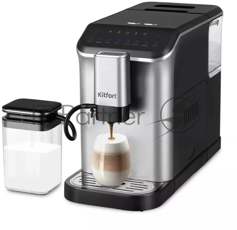 Кофемашина Kitfort КТ-7166 1350Вт черный/нержавеющая сталь