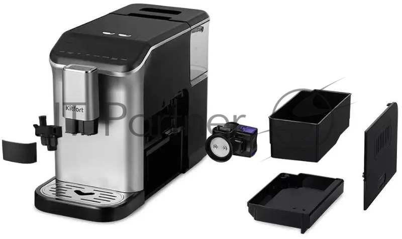 Кофемашина Kitfort КТ-7166 1350Вт черный/нержавеющая сталь
