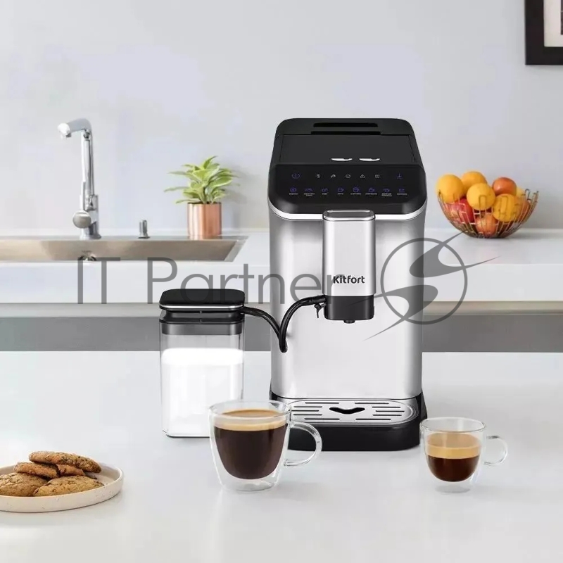 Кофемашина Kitfort КТ-7166 1350Вт черный/нержавеющая сталь