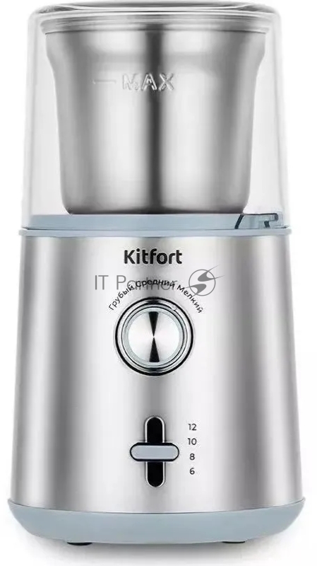 Кофемолка Kitfort КТ-7250 200Вт сист.помол.:ротац.нож вместим.:200гр нержавеющая сталь/голубой