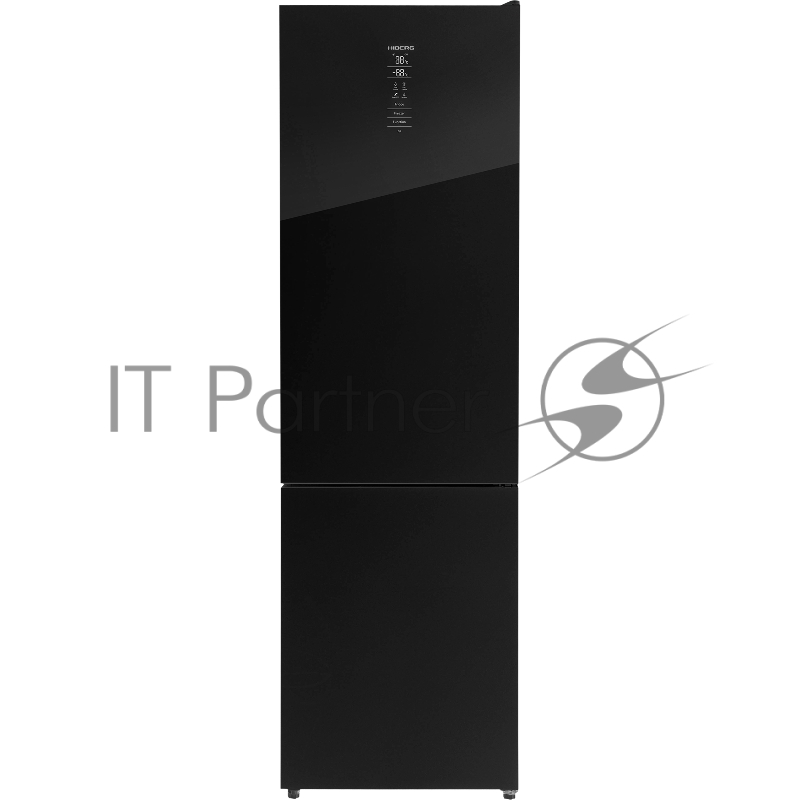 Холодильник Hiberg RFC-400DX NFGB инвертер черное стекло двухкамерный 257/94л морозилка снизу