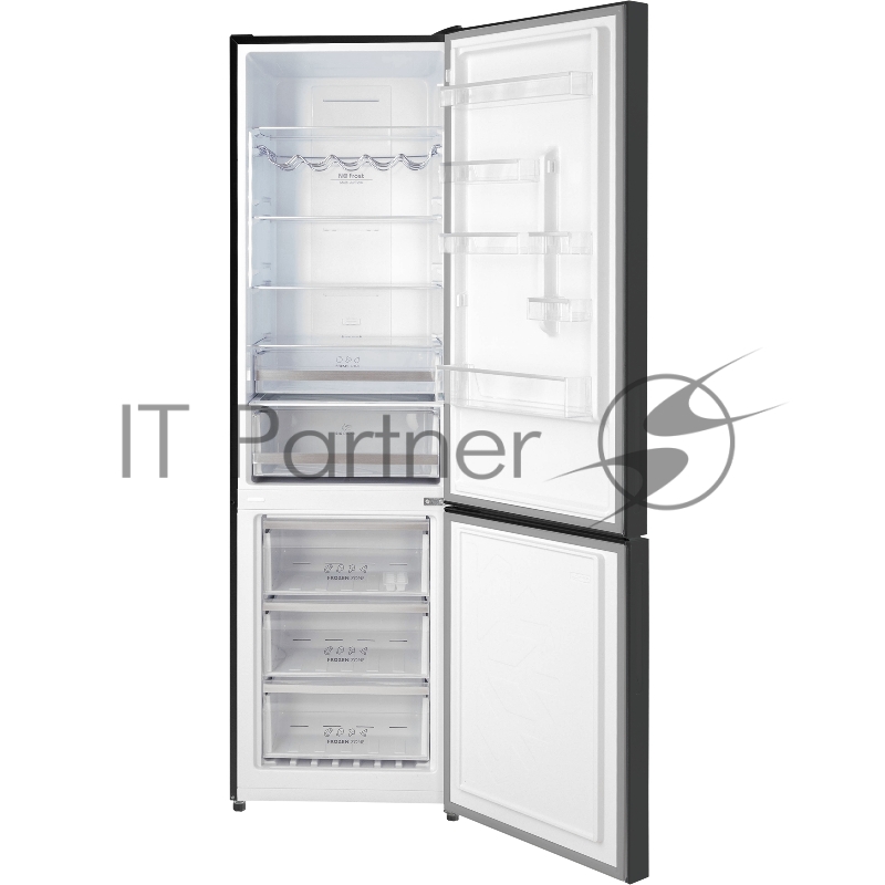 Холодильник Hiberg RFC-400DX NFGB инвертер черное стекло двухкамерный 257/94л морозилка снизу