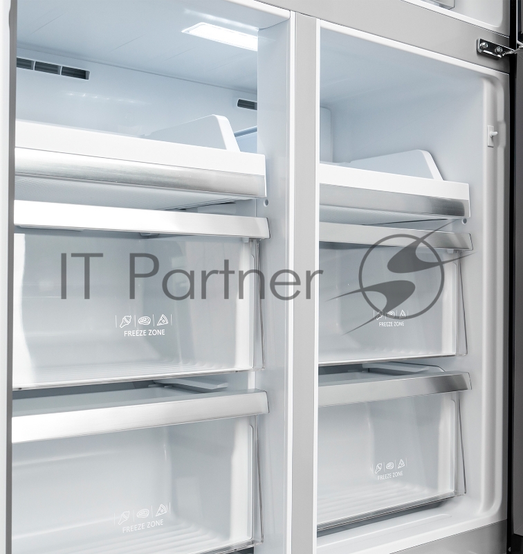 Холодильник LEX LCD505WID серебристый трехкамерный 321/144л морозилка снизу