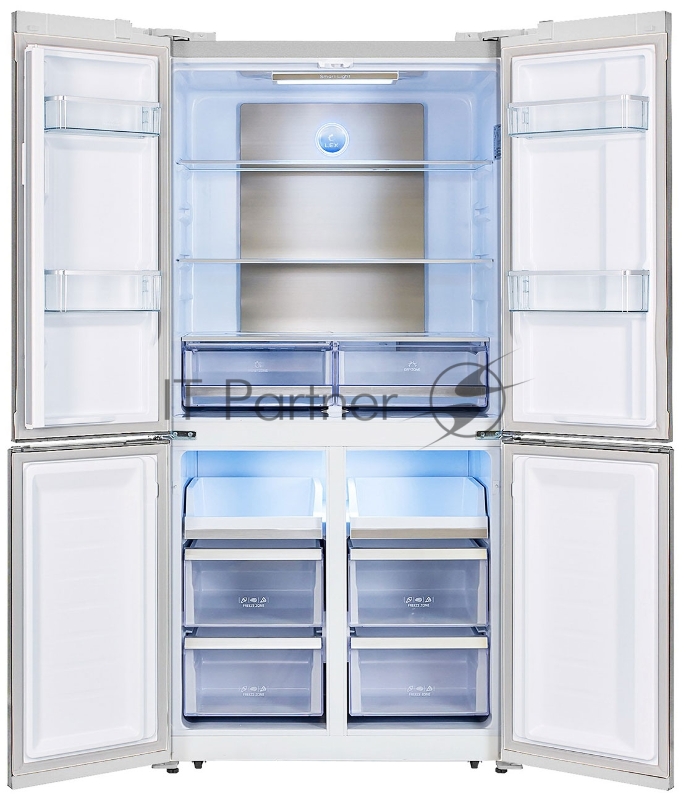 Холодильник LEX LCD505WID серебристый трехкамерный 321/144л морозилка снизу