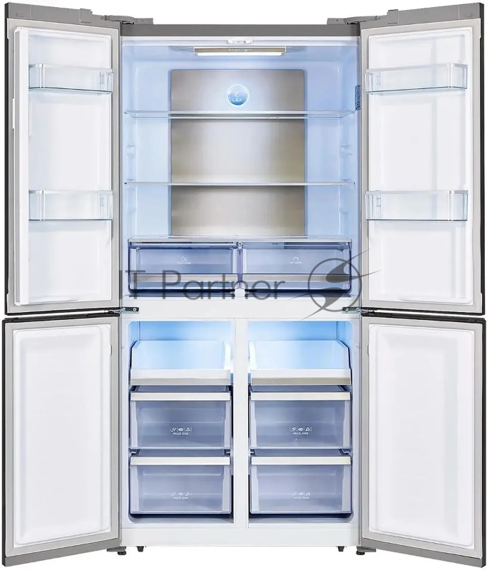 Холодильник LEX LCD505XID серебристый трехкамерный 321/144л морозилка снизу