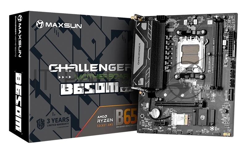 Материнская плата MAXSUN MS-Challenger B650M WIFI, AM5, B650, 2*DDR5, 3*SATA3, M.2, 4*USB 3.2, 2*USB 2.0, 1*PCIEx16, 1*PCIEx1, DP+HDMI, mATX