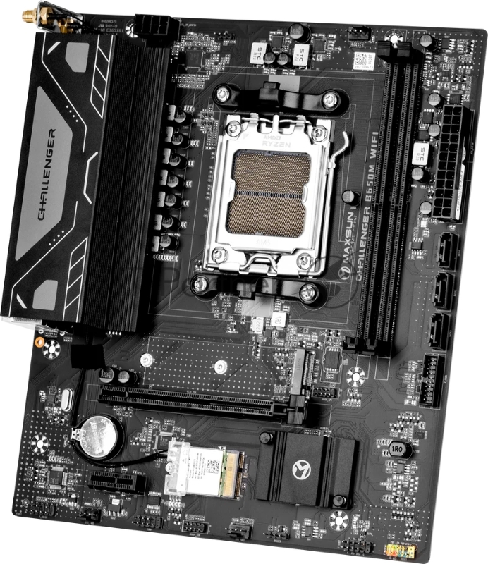 Материнская плата MAXSUN MS-Challenger B650M WIFI, AM5, B650, 2*DDR5, 3*SATA3, M.2, 4*USB 3.2, 2*USB 2.0, 1*PCIEx16, 1*PCIEx1, DP+HDMI, mATX