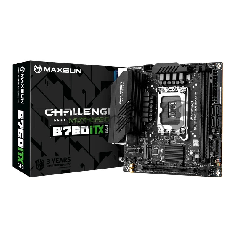 Материнская плата MAXSUN MS-Challenger B760ITX D5, LGA1700, B760, 2*DDR5, 4*SATA3, 2*M.2, 2*USB 3.2, 4*USB 2.0, 1*PCIEx16, 2*HDMI+2*DP, mITX