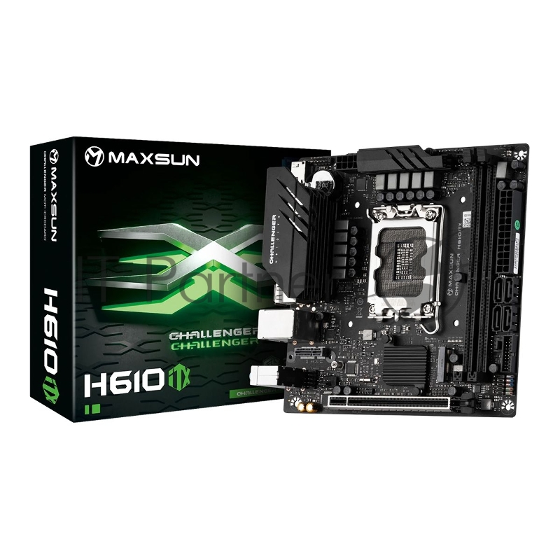 Материнская плата MAXSUN MS-Challenger H610ITX 2Lan V3, LGA1700, H610, 2*DDR4 2*SATA3, M.2, 2*USB 3.2, 3*USB 2.0, 1*PCIEx16, 2*HDMI+DP, mITX