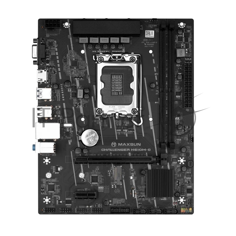 Материнская плата MAXSUN MS-Challenger H610M-D, LGA1700, H610, 2*DDR4, 3*SATA3, M.2, 2*USB 3.2, 4*USB 2.0, 1*PCIEx16, 1*PCIEx1, VGA+HDMI, mATX