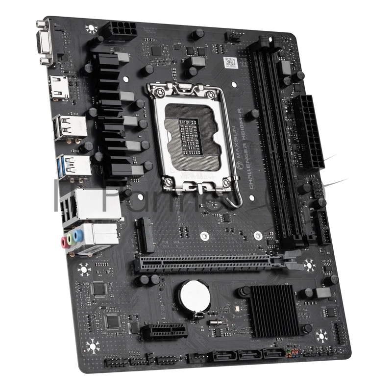 Материнская плата MAXSUN MS-Challenger H610M-R, LGA1700, H610, 2*DDR4, 3*SATA3, M.2, 2*USB 3.2, 4*USB 2.0, 1*PCIEx16, 1*PCIEx1, VGA+HDMI, mATX