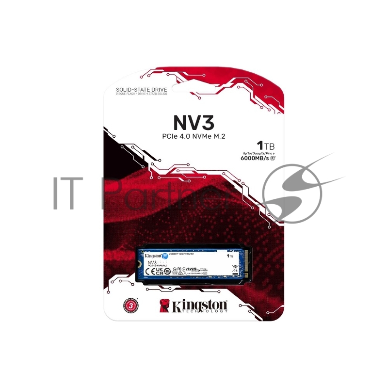 Накопитель SSD Kingston 1Tb M.2 NVMe NV1 3D NAND TLC R2100/W1700 Mb/s. TBW 240 Tb Gen 4x4