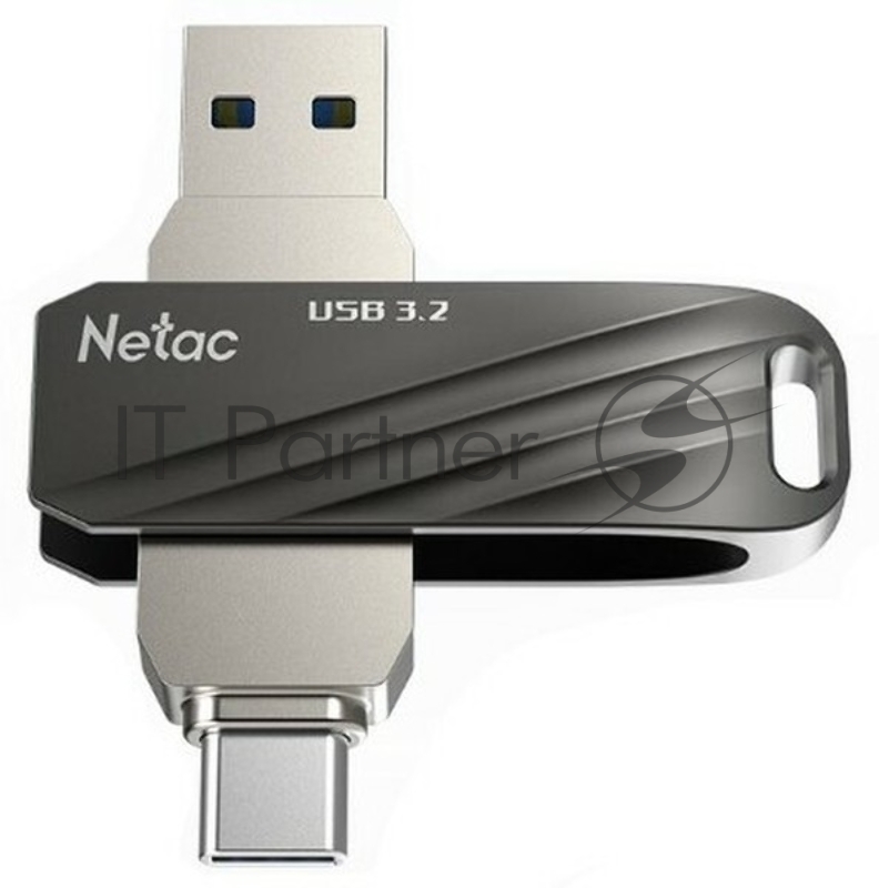 Флеш Диск Netac 64Gb US11 USB Type-A + USB Type-C, metal/plastic case, black (NT03US11C-064G-32BK)