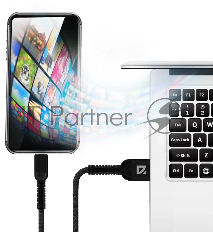 Кабель Defender F167, USB 2.0 (AM) - Type C, 1метр, 2.4А, нейлоновая оплетка, чёрный.