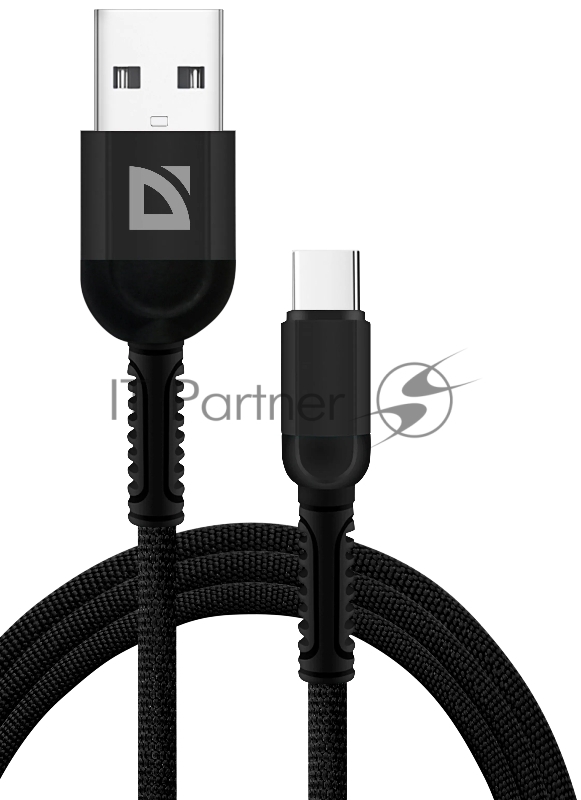 Кабель Defender F167, USB 2.0 (AM) - Type C, 1метр, 2.4А, нейлоновая оплетка, чёрный.