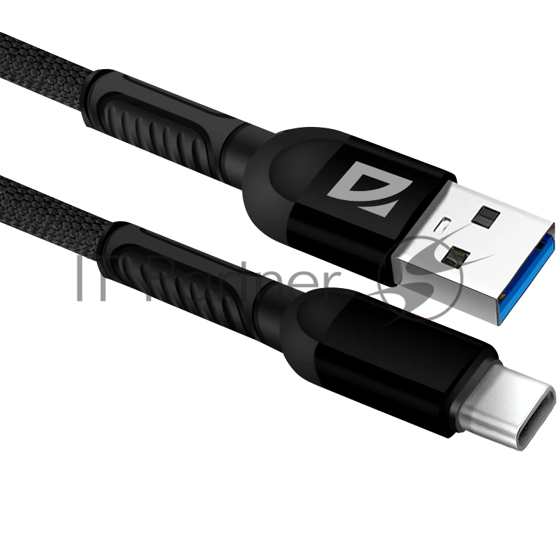 Кабель Defender F167, USB 2.0 (AM) - Type C, 1метр, 2.4А, нейлоновая оплетка, чёрный.