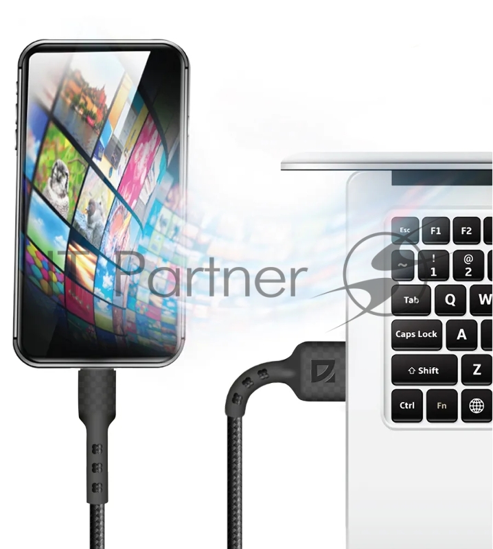 Кабель Defender F181, USB 2.0 (AM) - microUSB 2.0 (BM), 1метр, 2.4А, нейлоновая оплетка, чёрный