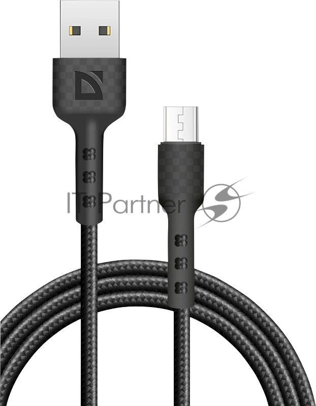 Кабель Defender F181, USB 2.0 (AM) - microUSB 2.0 (BM), 1метр, 2.4А, нейлоновая оплетка, чёрный