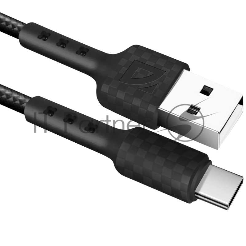 Кабель Defender F181, USB 2.0 (AM) - Type C, 1метр, 2.4А, нейлоновая оплетка, чёрный.