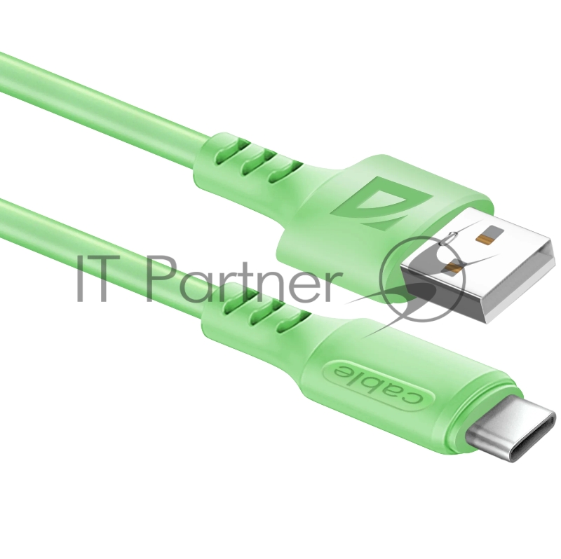 Defender Кабель F207, USB 2.0 (AM) - Type C, 1метр, 2.4А, силиконовая оплетка, зелёный.