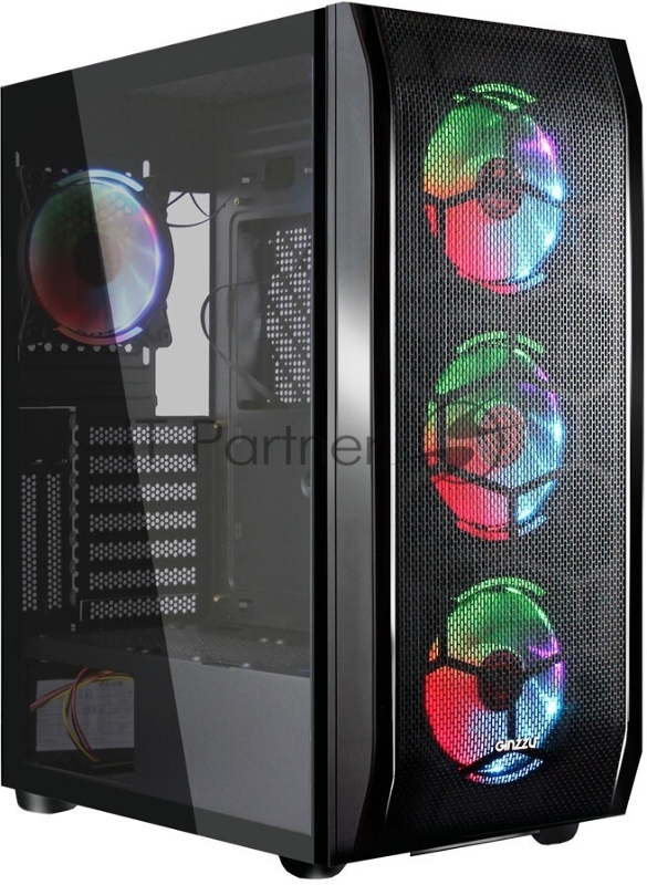 Корпус Ginzzu GL300 FAN 12CM RGB*4 USB3.0 Window