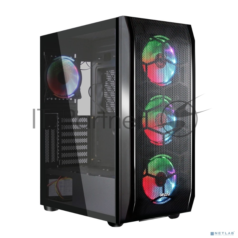 Корпус Ginzzu GL300 FAN 12CM RGB*4 USB3.0 Window