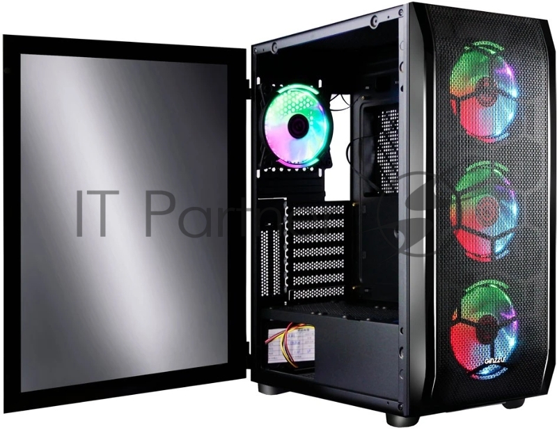 Корпус Ginzzu GL300 FAN 12CM RGB*4 USB3.0 Window