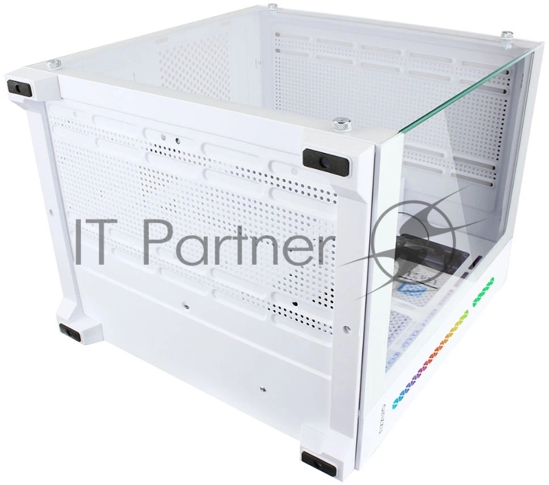 Корпус Ginzzu V420 RGB подсветка, закаленное стекло 1*USB 3.0,1*USB 2.0, AU Белый mATX