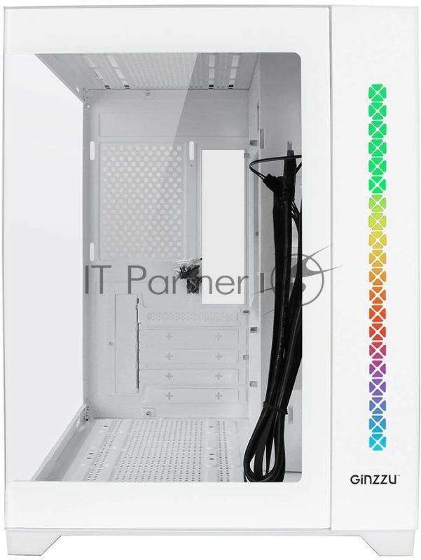 Корпус Ginzzu V420 RGB подсветка, закаленное стекло 1*USB 3.0,1*USB 2.0, AU Белый mATX