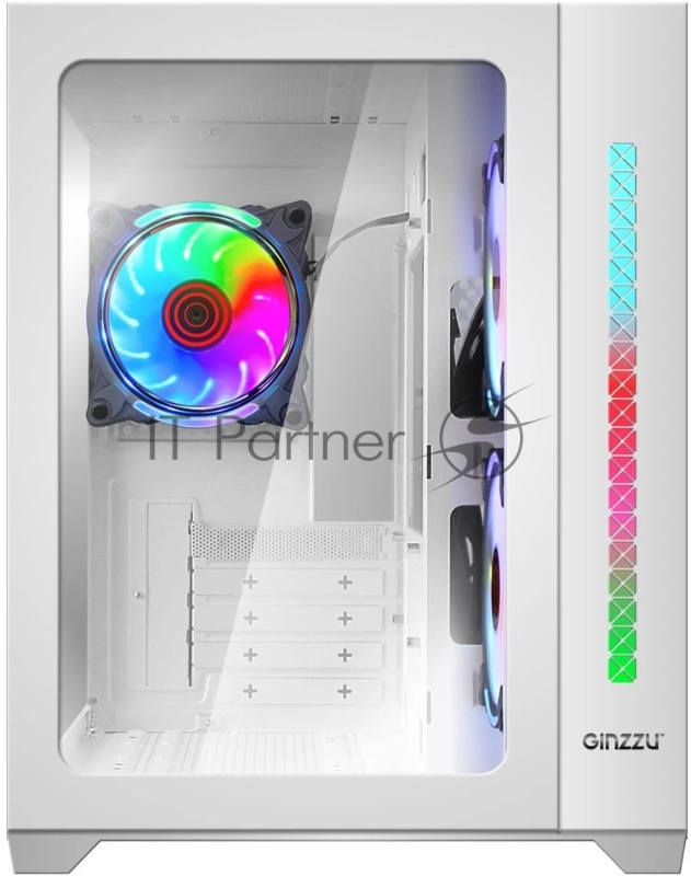 Корпус Ginzzu V450 RGB Белый CRC6 FAN12CM RGB*3