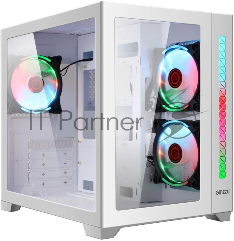 Корпус Ginzzu V450 RGB Белый CRC6 FAN12CM RGB*3