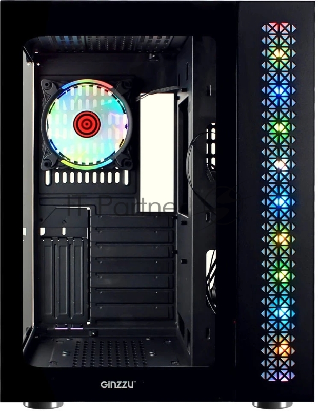 Корпус Ginzzu V530 RGB подсветка, контроллер CRC10, 4* 12R6 FAN 12CM RGB закаленное стекло 1*USB 3.0,1*USB 2.0, AU ATX
