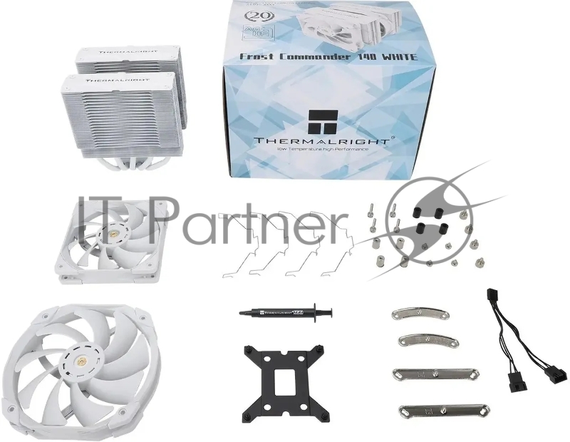 Устройство охлаждения(кулер) Thermalright Frost Commander 140 White Soc-AM5/AM4/1151/1200/2066/201 белый 4-pin 29.6dB Al+Cu 1000gr Ret (FC-140-WH)
