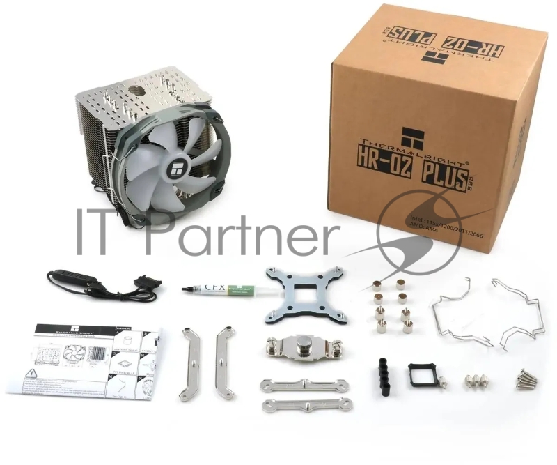 Устройство охлаждения(кулер) Thermalright HR-02 Plus Soc-AM5/AM4/1151/1200/2066/201 4-pin 25.6dB Al+Cu 240W 910gr Ret (HR-02-PLUS)