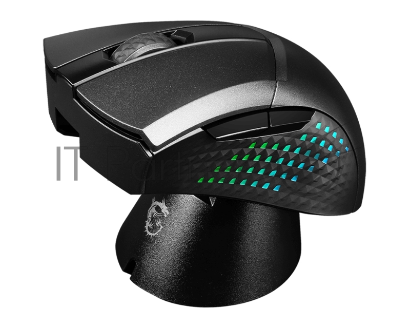 Мышь беспроводная Gaming Mouse MSI Clutch GM51 Lightweight, Wireless, DPI 6400 (max. 26000 by software), 3 Zone RGB lighting, Right handed, 85g, 550 mAH battery, charging dock & dongle, Black