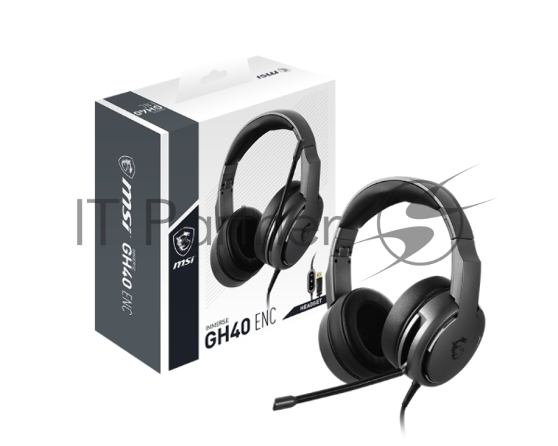 Гарнитура игровая MSI Immerse GH40 ENC (Environmental Noise Cancellation), virtual 7.1 surround, USB, In-line controller, Lightweight and Ergonomic design, foldable headband
