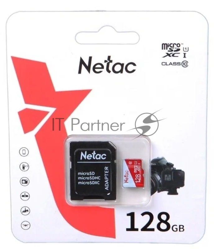 Карта памяти Netac P500 ECO 128GB MicroSDXC U1/C10 up to 80MB/s, retail pack with SD Adapter